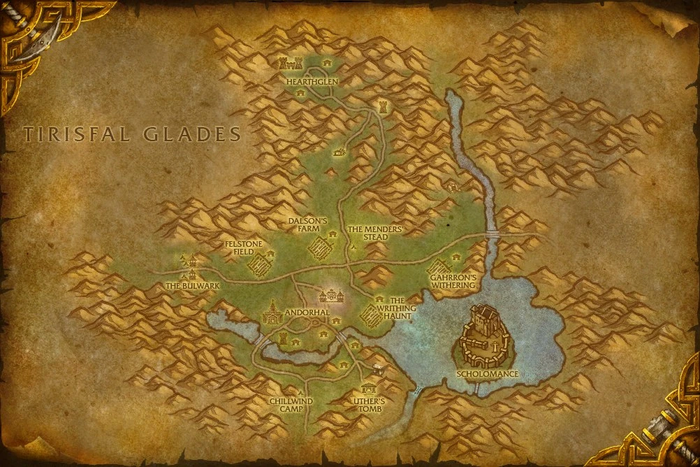 hearthglen壁爐谷在wow西瘟疫之地北邊那個角落裡